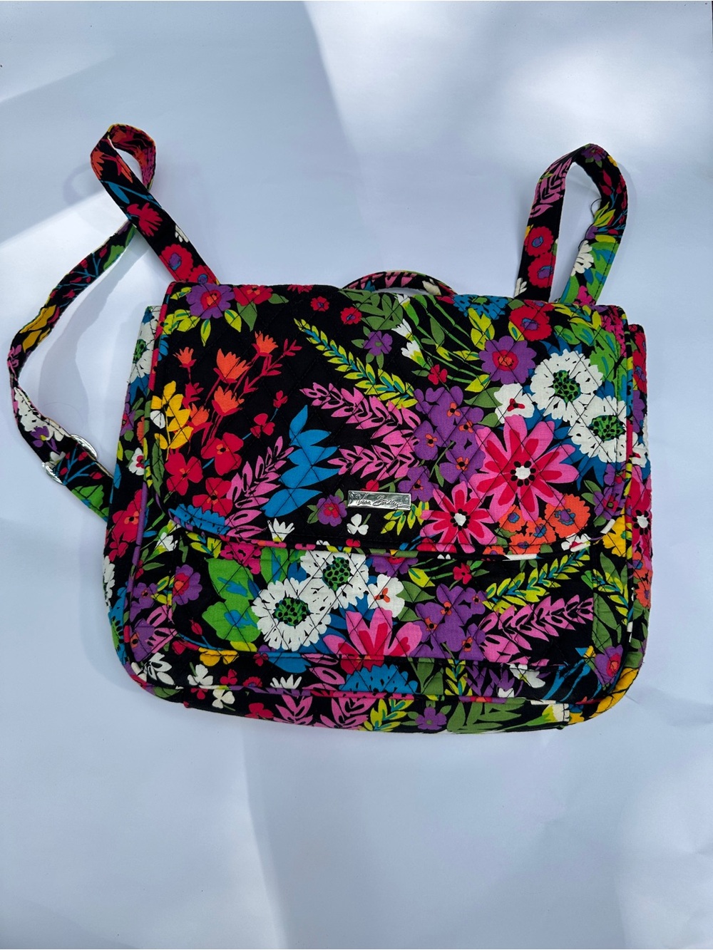 Vera Bradley Black Multicolor Floral Backpack/Convertible Crossbody Bag